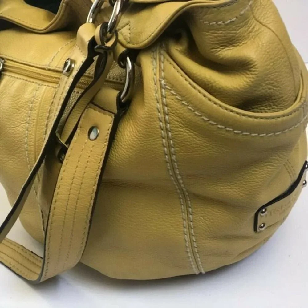 Tignanello Handbag Genuine Leather yellow Satchel